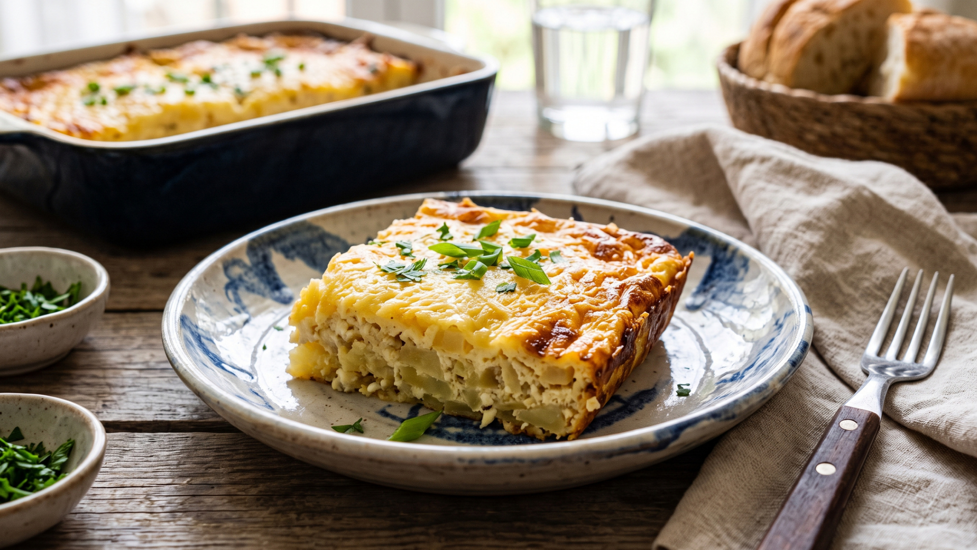 Запеканка с картофи, сирене и извара